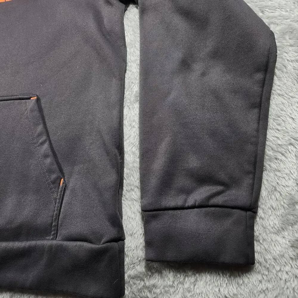 The North Face Hoodie Mens Medium Gray Orange Logo Pullover Fleece Sweatshirt